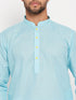 Vastramay Men's Aqua Cotton Kurta
